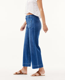 Sadie | Two Pocket Wide Leg Crop | Blue Lake Wash