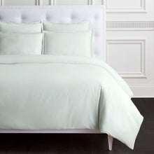 sateen duvet set light green - styled view