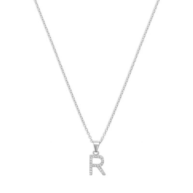 THE PAVE SINGLE BLOCK INITIAL NECKLACE - The M Jewelers