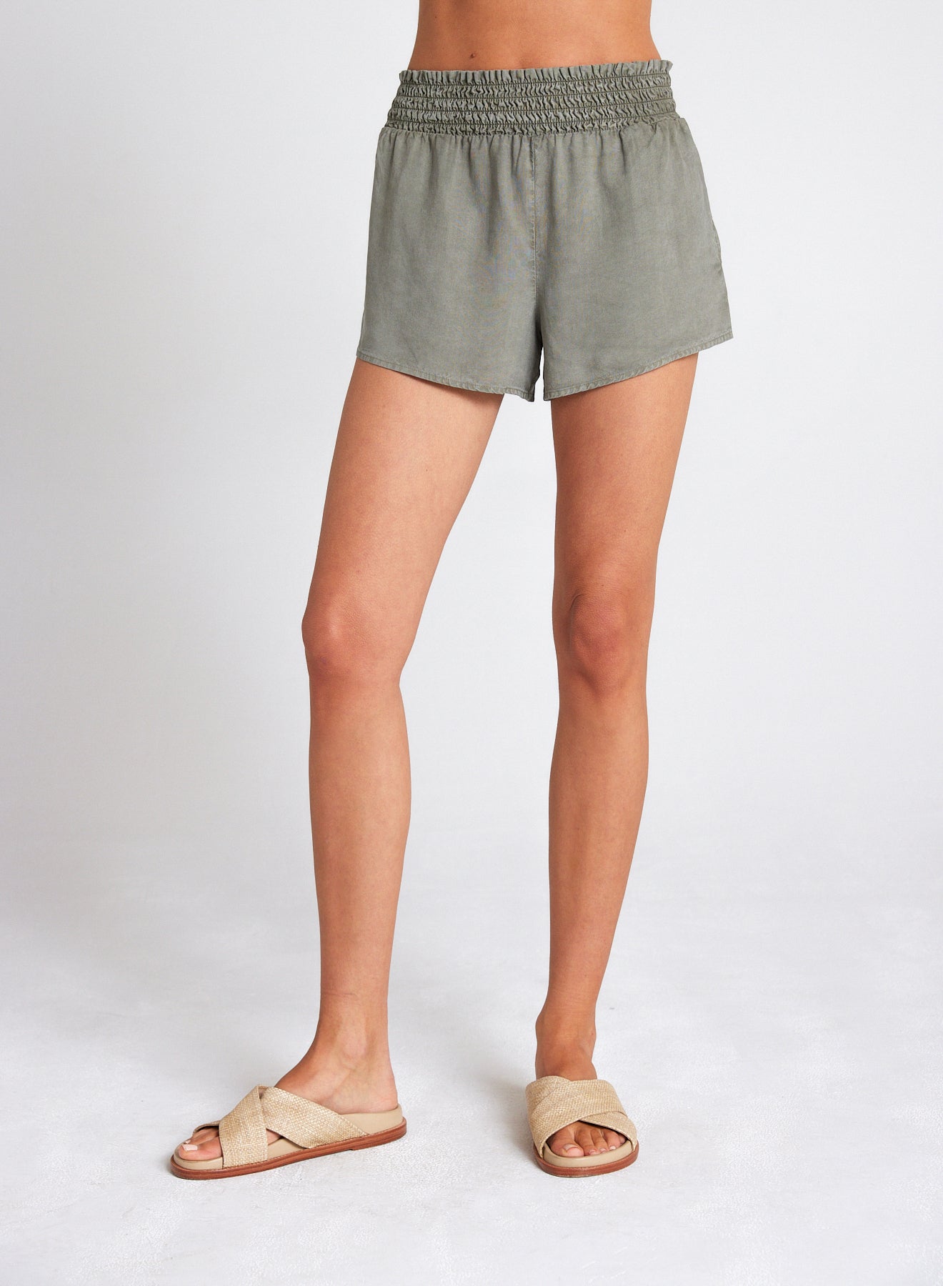 Smocked Waist Short | Soft Army