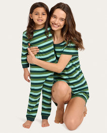 Kids | Riley Pajama Set - Lucky Stripe | Emerald