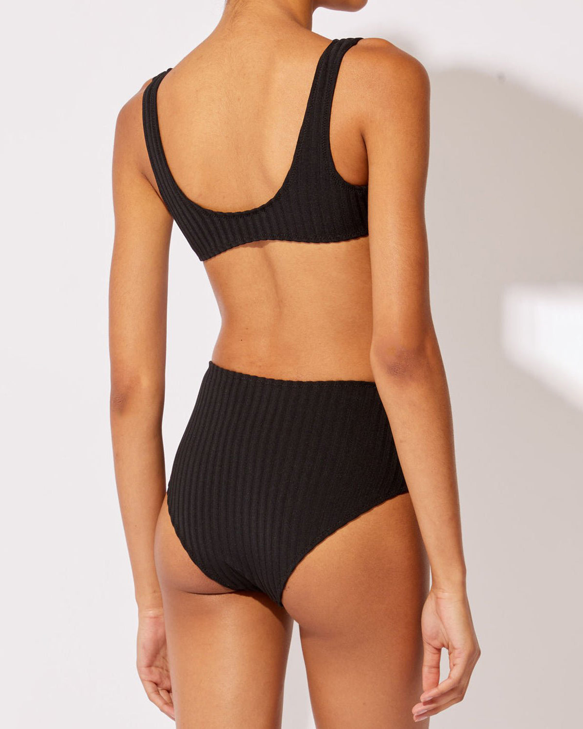 Women | Beverly Ribbed Bikini Bottom | Solid Ribbed Blackout