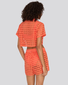 The Eyelet Cropped Cabana Shirt - Solid & Striped