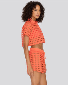 The Eyelet Cropped Cabana Shirt - Solid & Striped