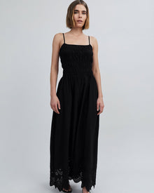 Women | Eyelet Delta Midi Dress | Noir