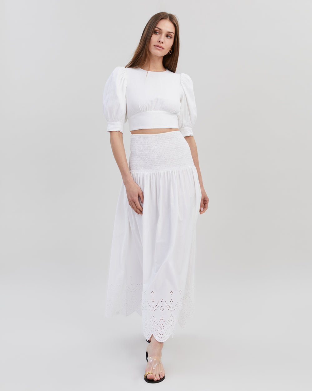 The Eyelet Zaria Skirt - Solid & Striped