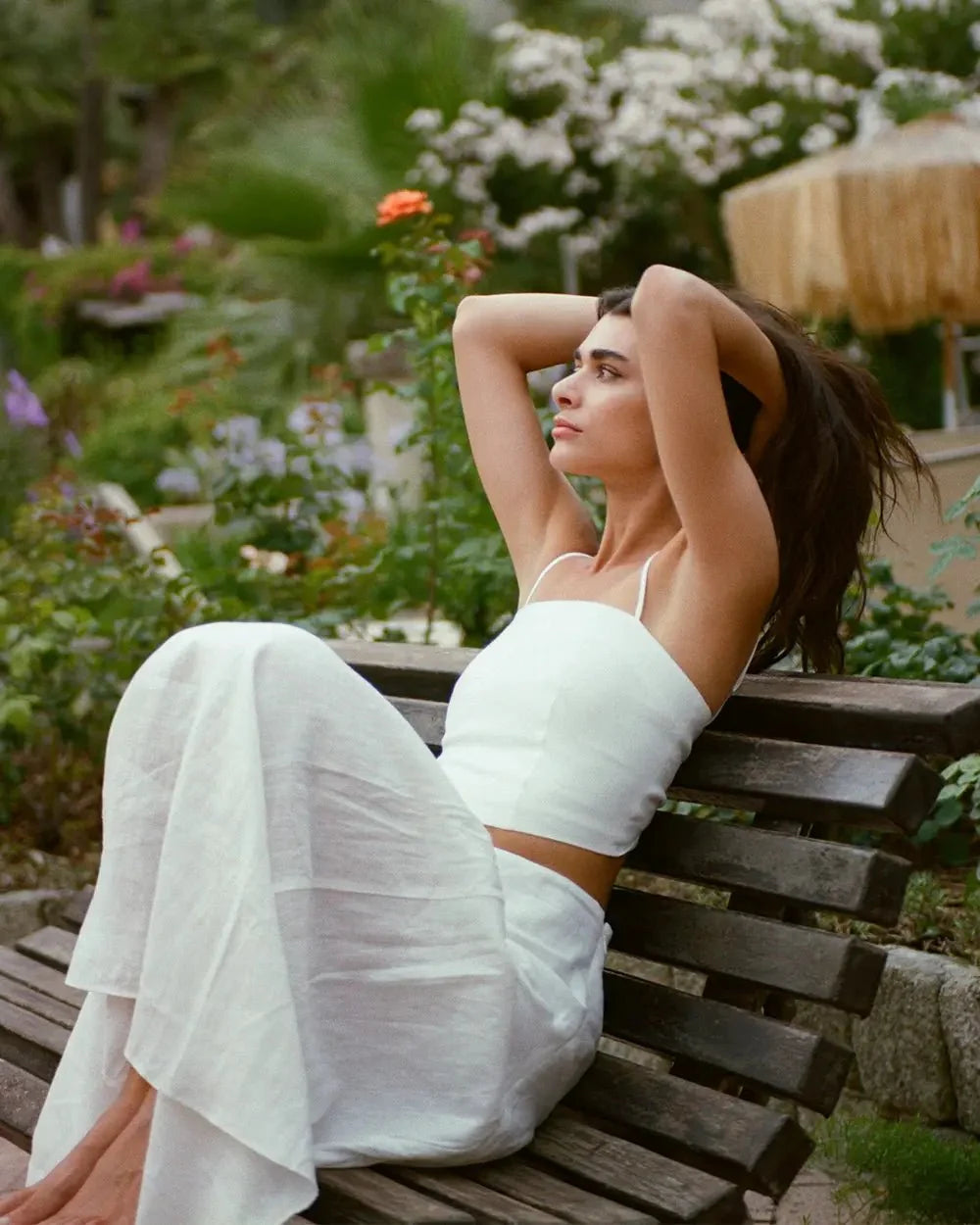 The Loretto Linen Crop Top - Solid & Striped