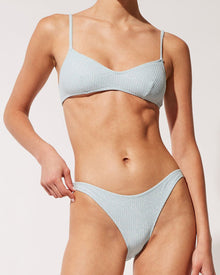 Women | Rachel Ribbed Bikini Top | Powder Blue