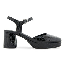 Soir Dress Platform | Black Croco Croco Polyurethane