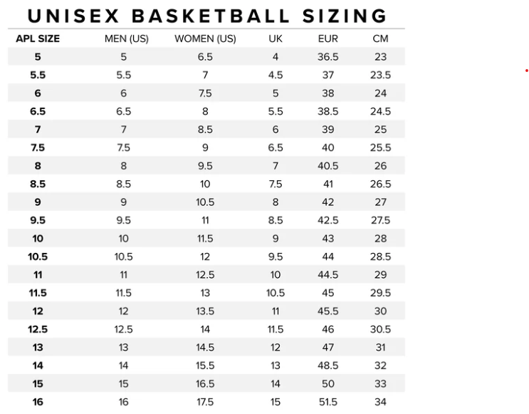 Product size guide