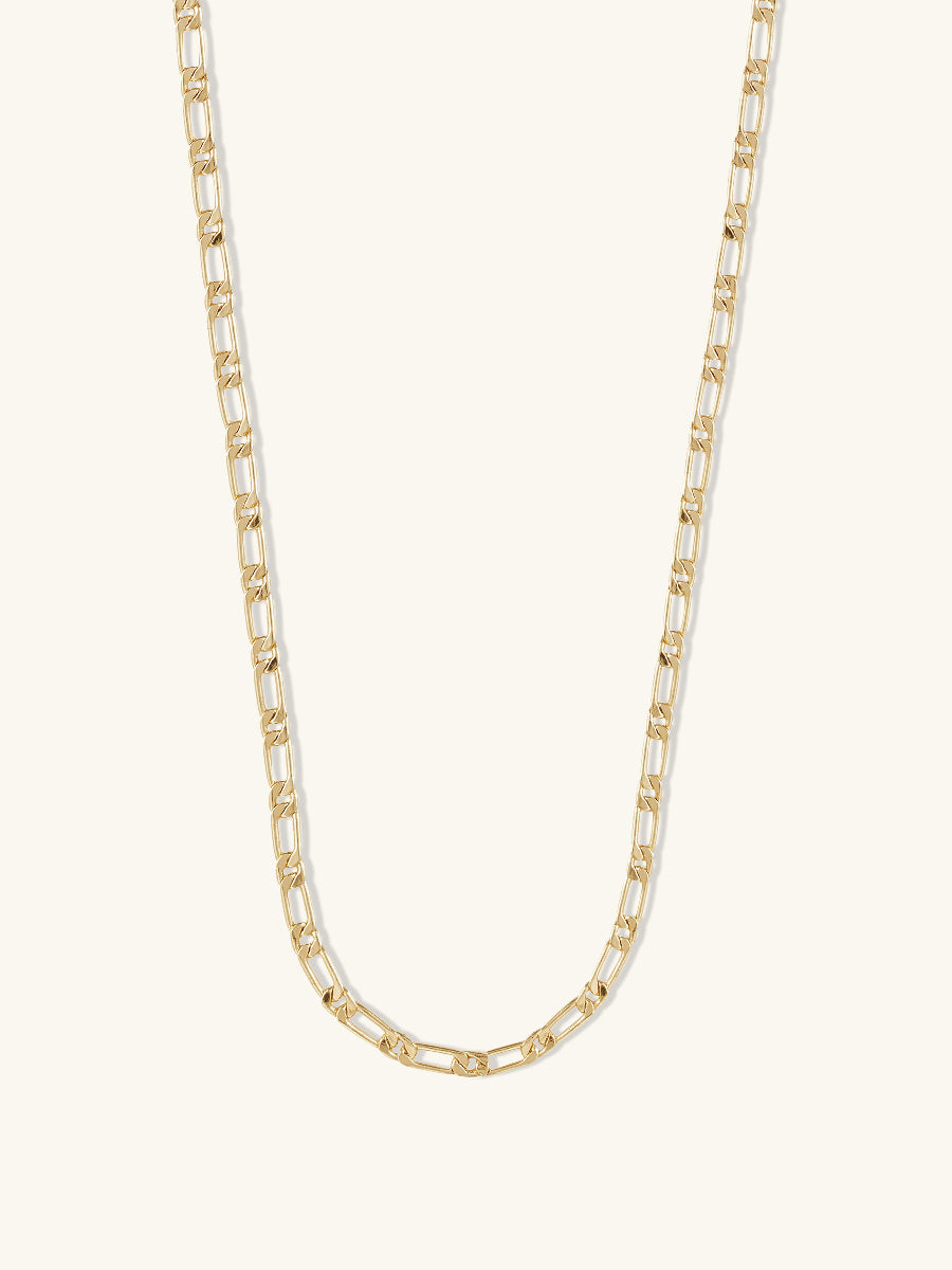 Figaro Chain Necklace | 14K Gold Plated Brass
