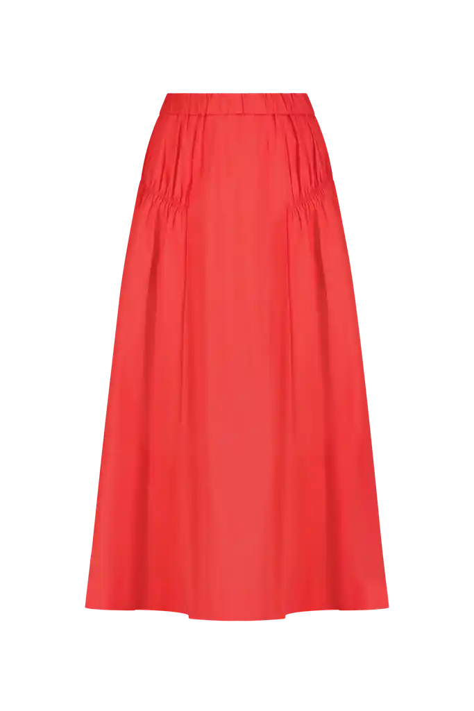 Tech Poplin Shirred Skirt | Watermelon