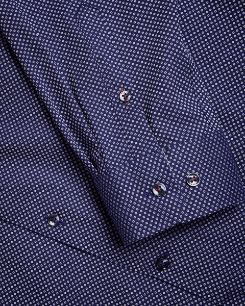 Men | Long Sleeve Circle Weave Shirt | Navy