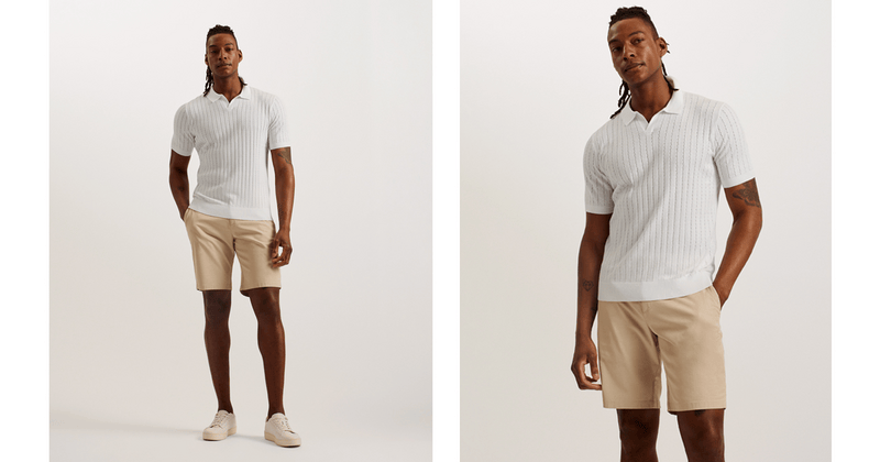 Men | Short Sleeve Regular Open Collar Po | White Multi (V2)