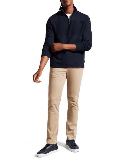 Men | Long Sleeve Textured Panel Half Zi | Navy