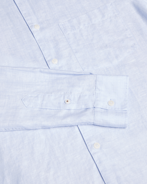 Men | Long Sleeve Linen Shirt | Light Blue Pastel