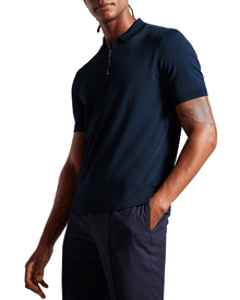 Men | Daldin Short Sleeve Rayon Zip Polo | Navy