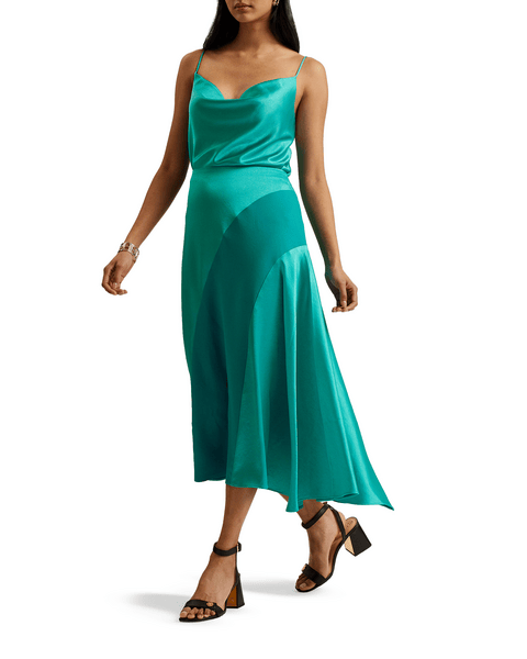 Women | Satin Midi Skirt With Asy | Bright Green