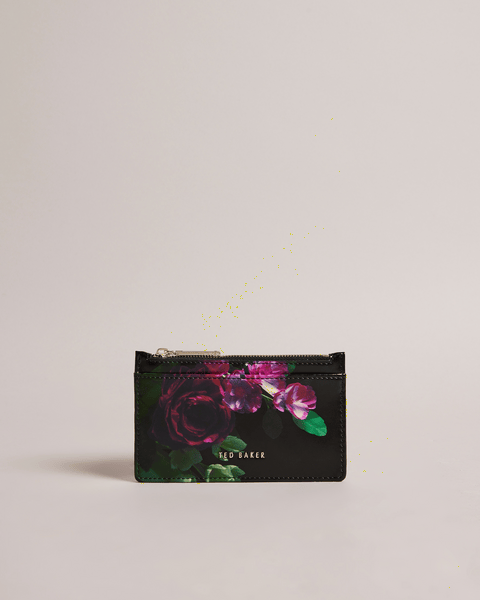 Women | Floral Printed Card Holde | Black
