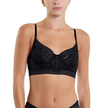 Floral Long Line Underwire Bra | Black