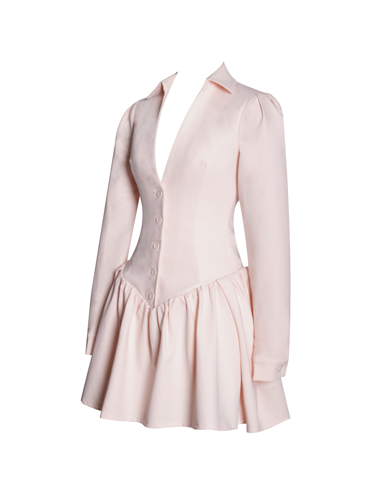 Xabrina Macaron Long Sleeve Shirt Mini Dress | Pink