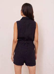 Zip Front Romper  | Black